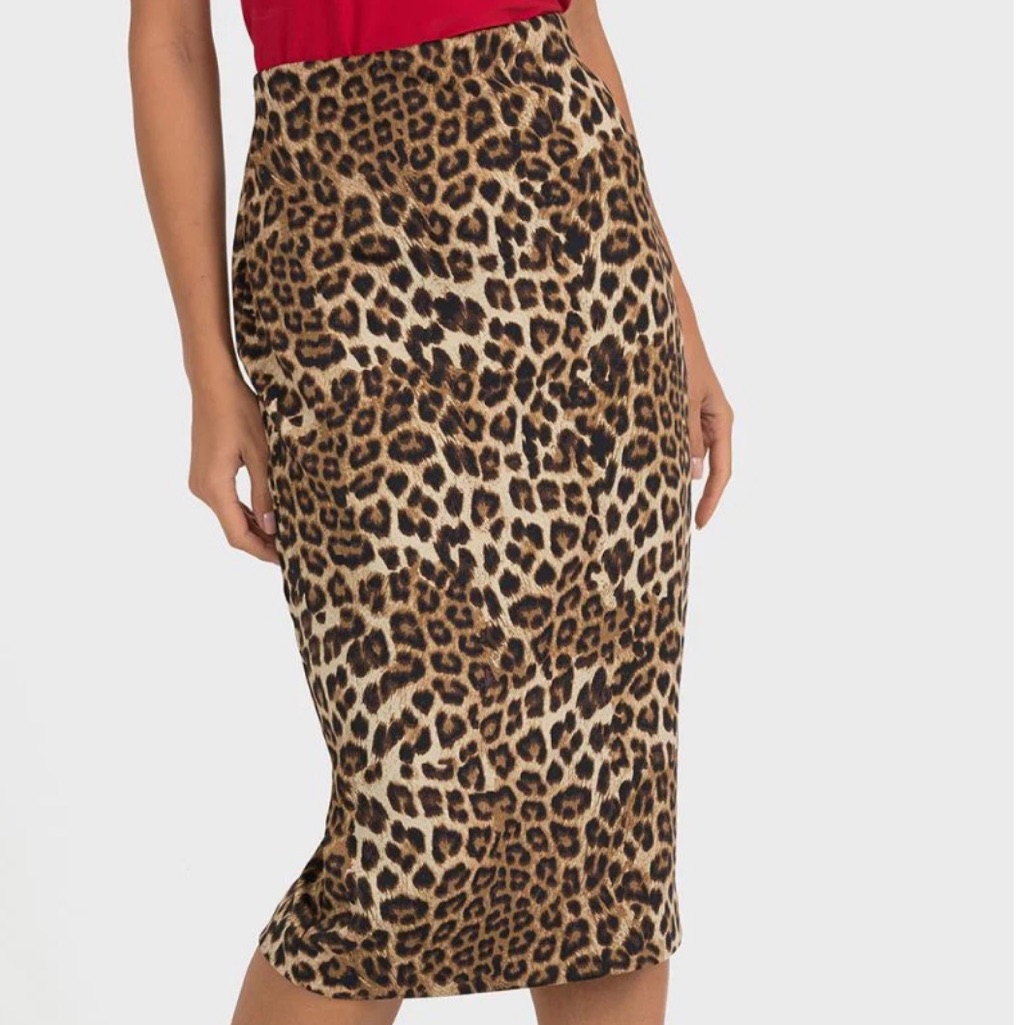 Joseph Ribkoff Pencil Leopard Animal Print Contemporary Slip-On Midi Skirt Sz 6